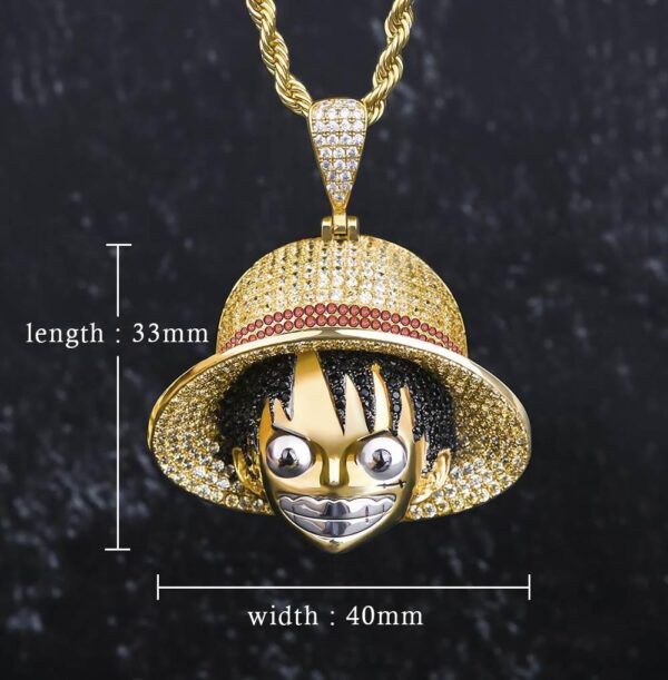 Iced Cubic Luffy Head Necklace – Diamond Zircon Luffy 4