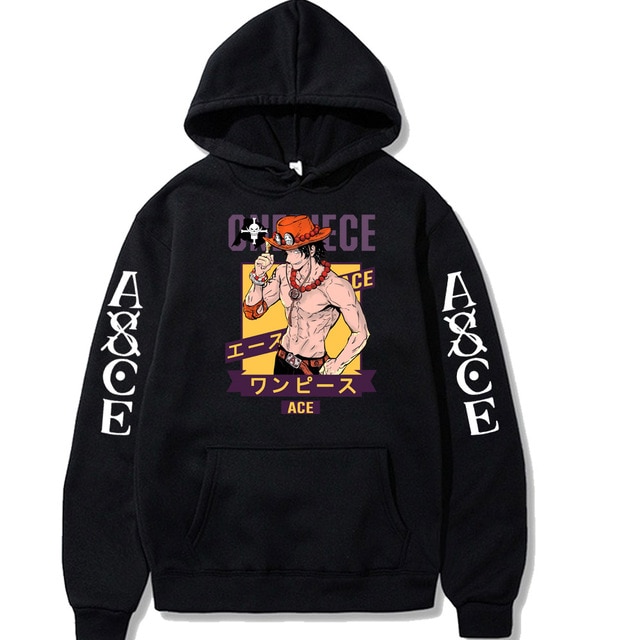 One Piece Ace Hoodie - Manga-Inspired Print - Harajuku Style - Fashion Leisure Pullover Sweatshirt