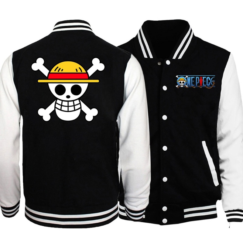 One Piece Anime Baseball Jacket - Unisex Casual Sweatshirt - Men's and Women's Fashion Baseball Uniform-Style Coat -  - One Piece merch