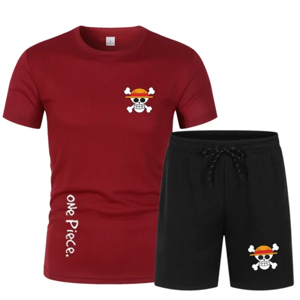 One Piece Anime Workout Clothes – Shirts and Shorts Set Luffy 34